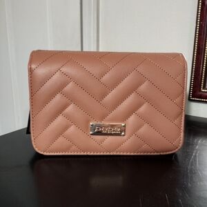 bebe Quilted Crossbody Bag in Taupe Blush